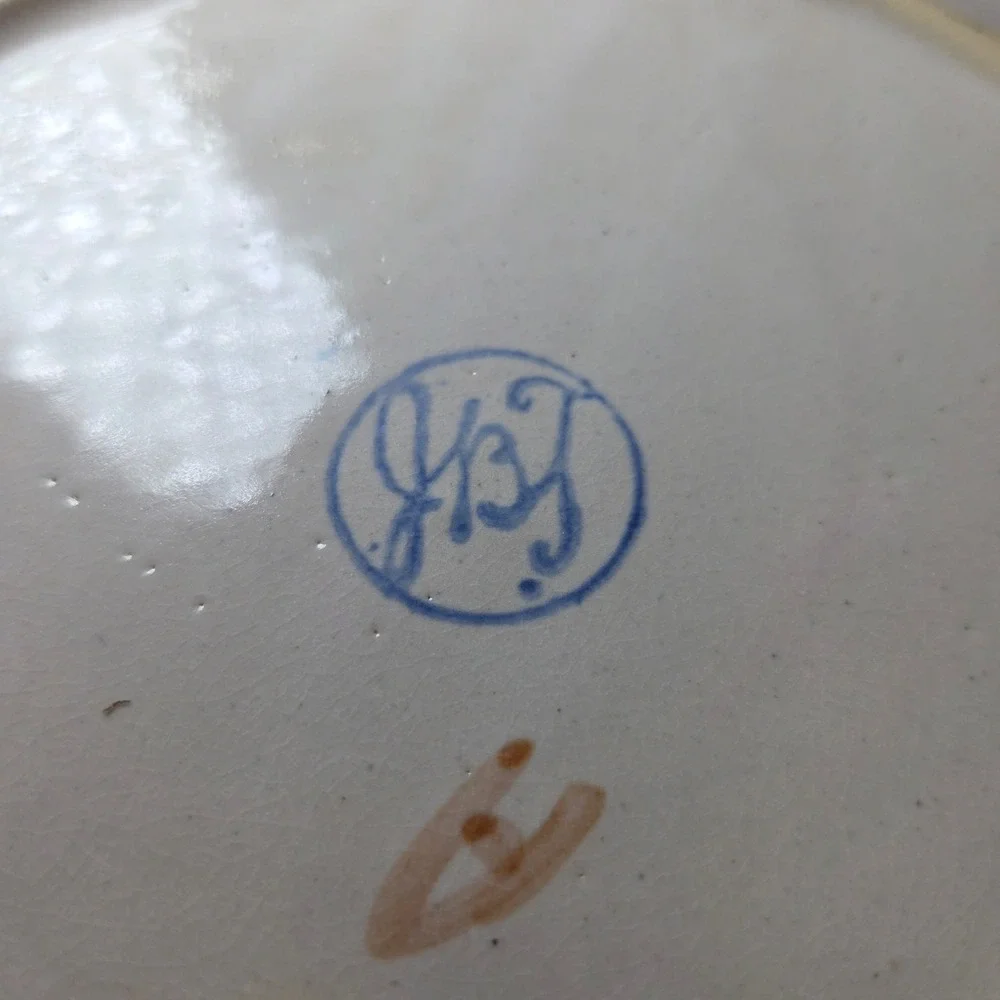 John B Taylor Ceramics Tommy‎ Blue White Hand Painted VTG Nursery Plate 9.25in